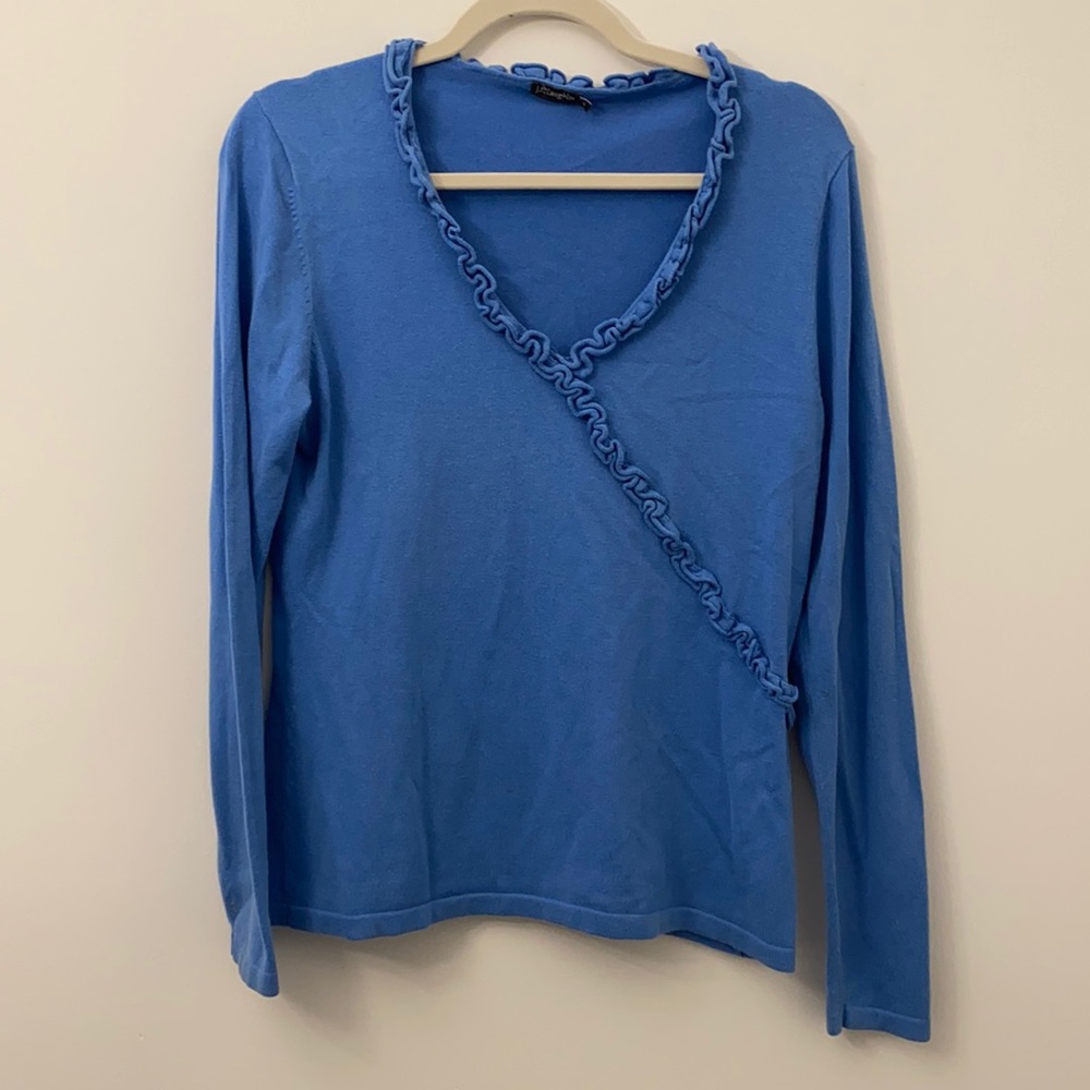 J. McLaughlin V-Neck Sweater Top in Blue